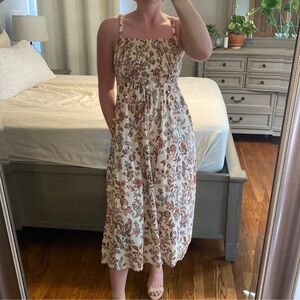 Cream Floral Fit & Flare Midi Dress!